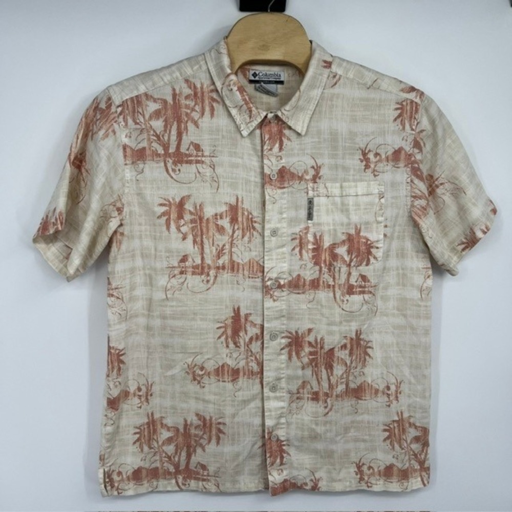 Columbia Sportswear Men's XL Tropical Palm Tree Button Up Shirt Cotton